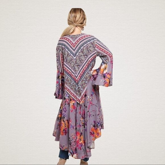 NWT Umgee Purple Floral Paisley Boho Kimono - Picture 4 of 11